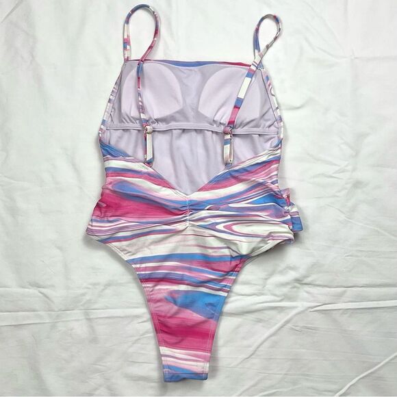 Cupshe One Piece Swimsuit Dreamland Ice Cream Sash Square Neck Swim Sz Med New - Picture 7 of 10